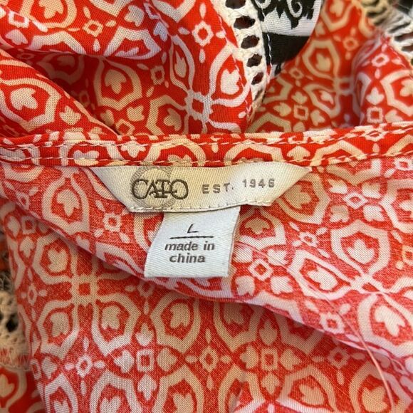 CATO red black white floral batwing sleeve blouse Size L NWT - Picture 6 of 9